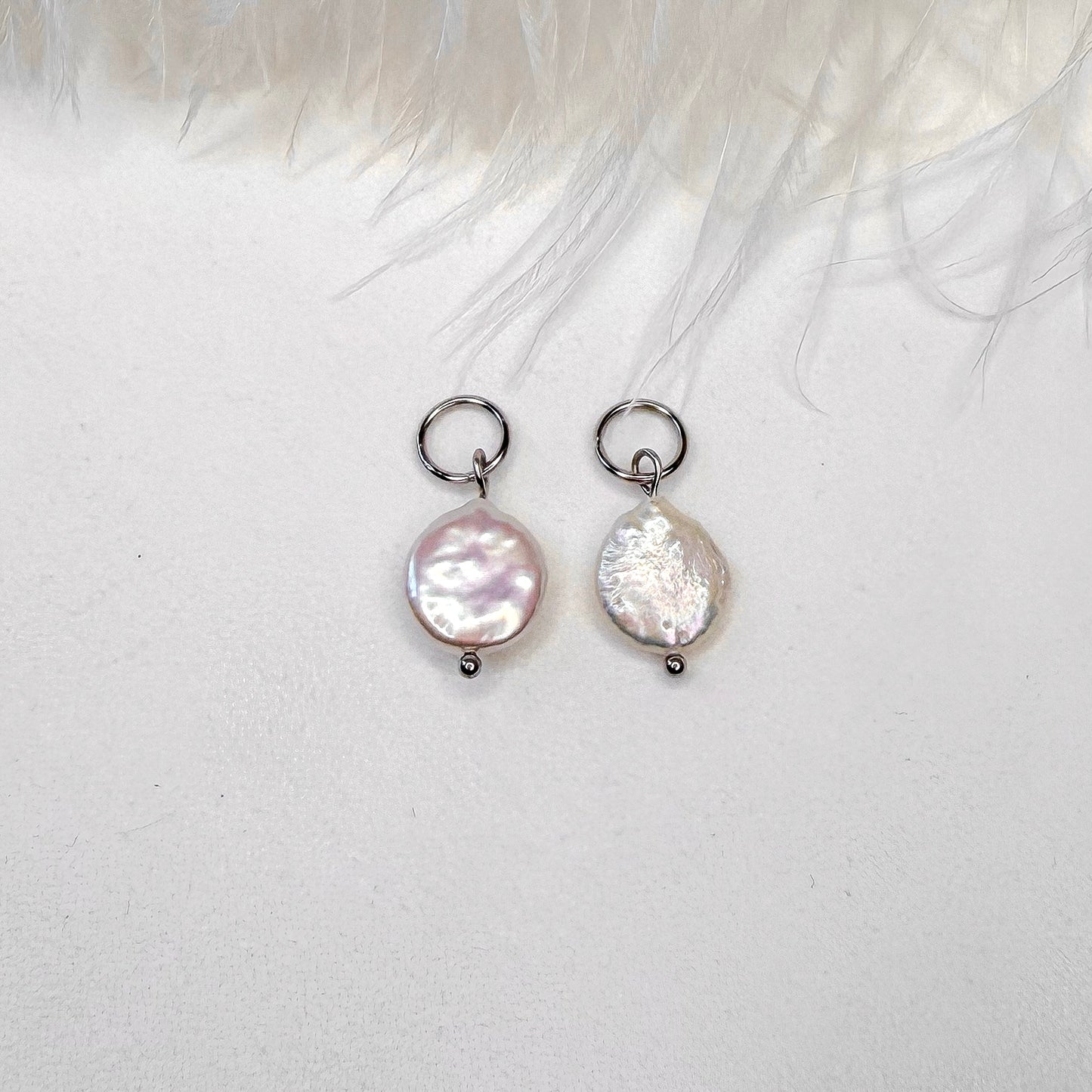 coin pearl interchangeable charms for hoop earrings and necklaces