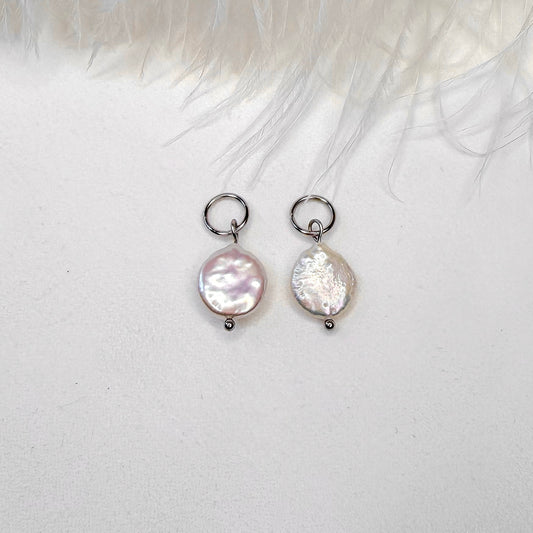coin pearl interchangeable charms for hoop earrings and necklaces