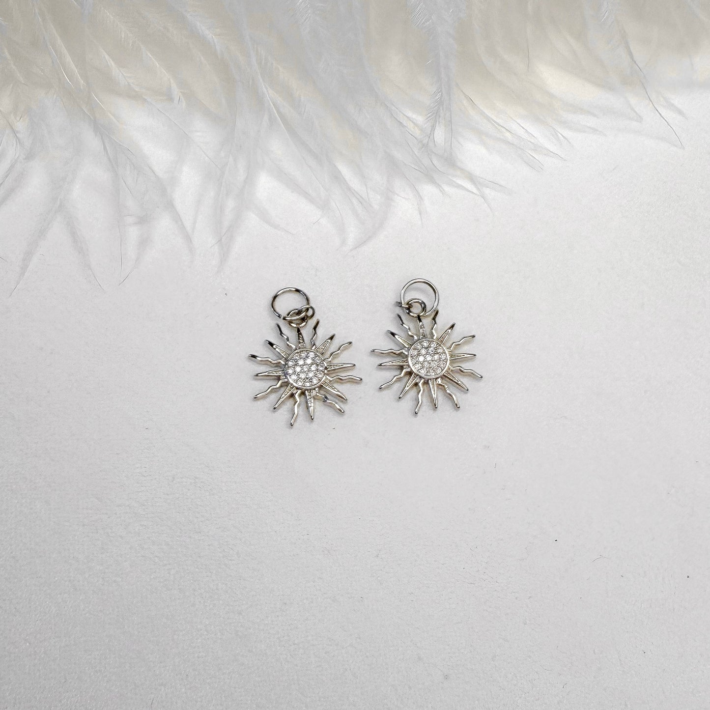 silver sun charm interchangeable charm close up 22x20mm