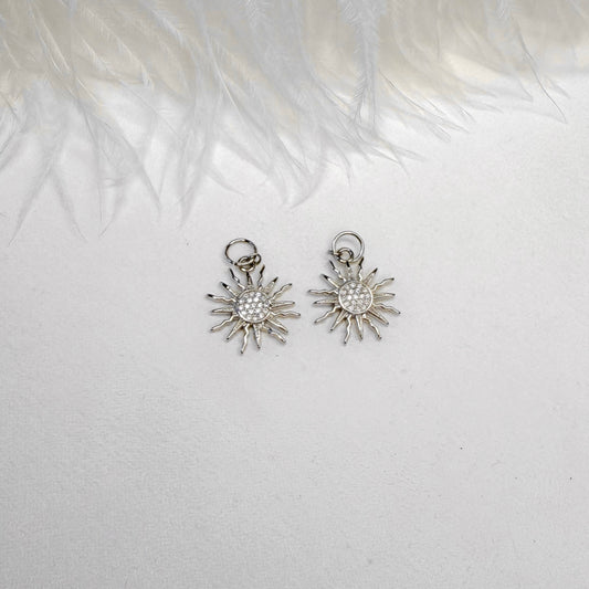 silver sun charm interchangeable charm close up 22x20mm