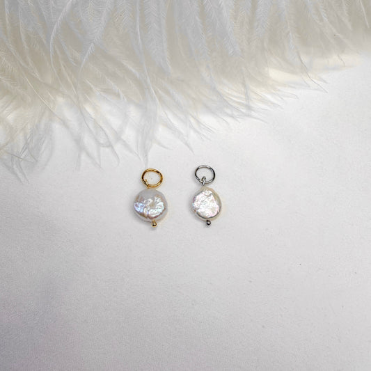 Coin pearl charm for necklace 1 pc