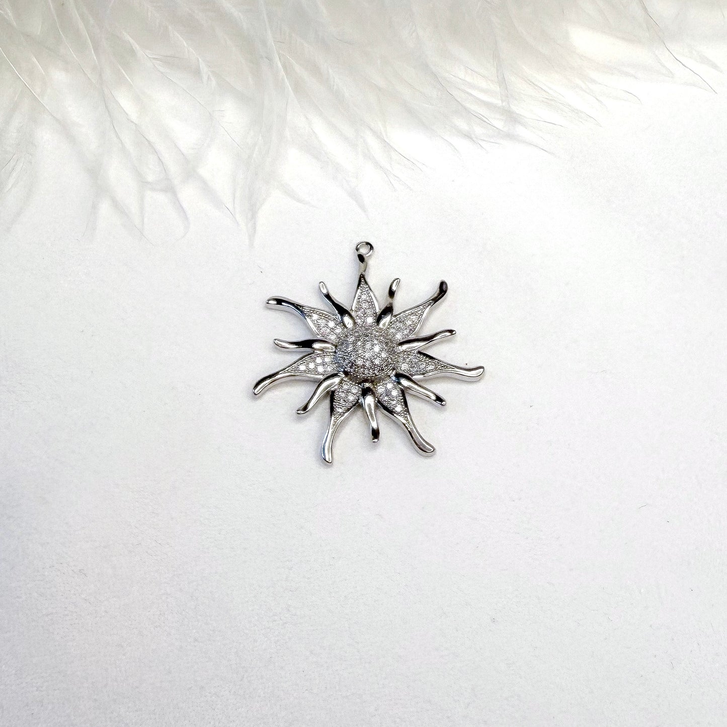 interchangeable sun charm for necklace silver finish