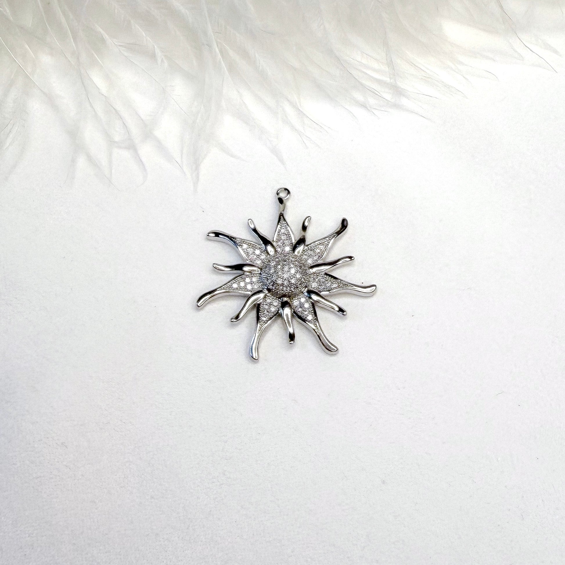 interchangeable sun charm for necklace silver finish