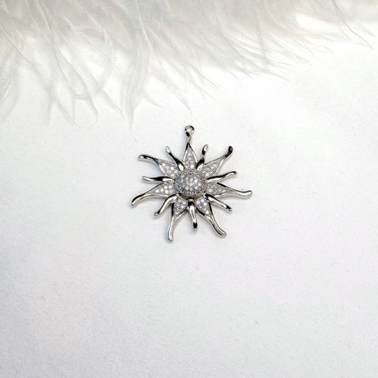interchangeable sun charm for necklace silver finish