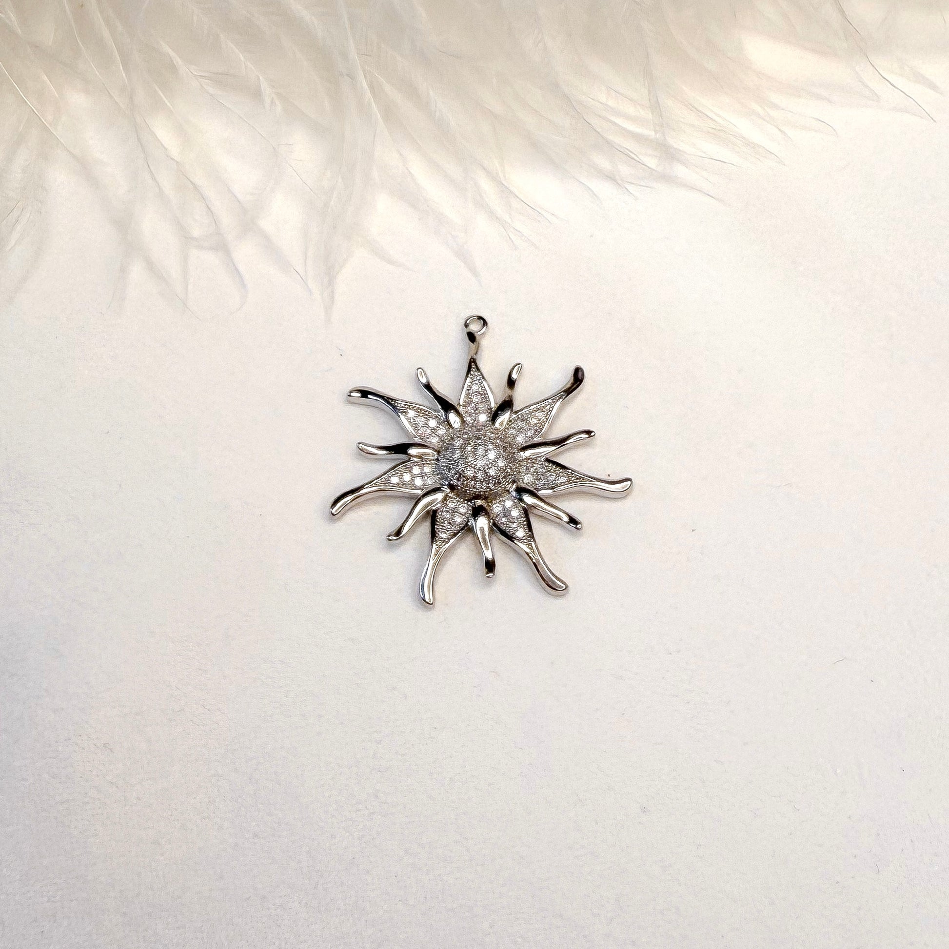 interchangeable sun charm for necklace silver finish