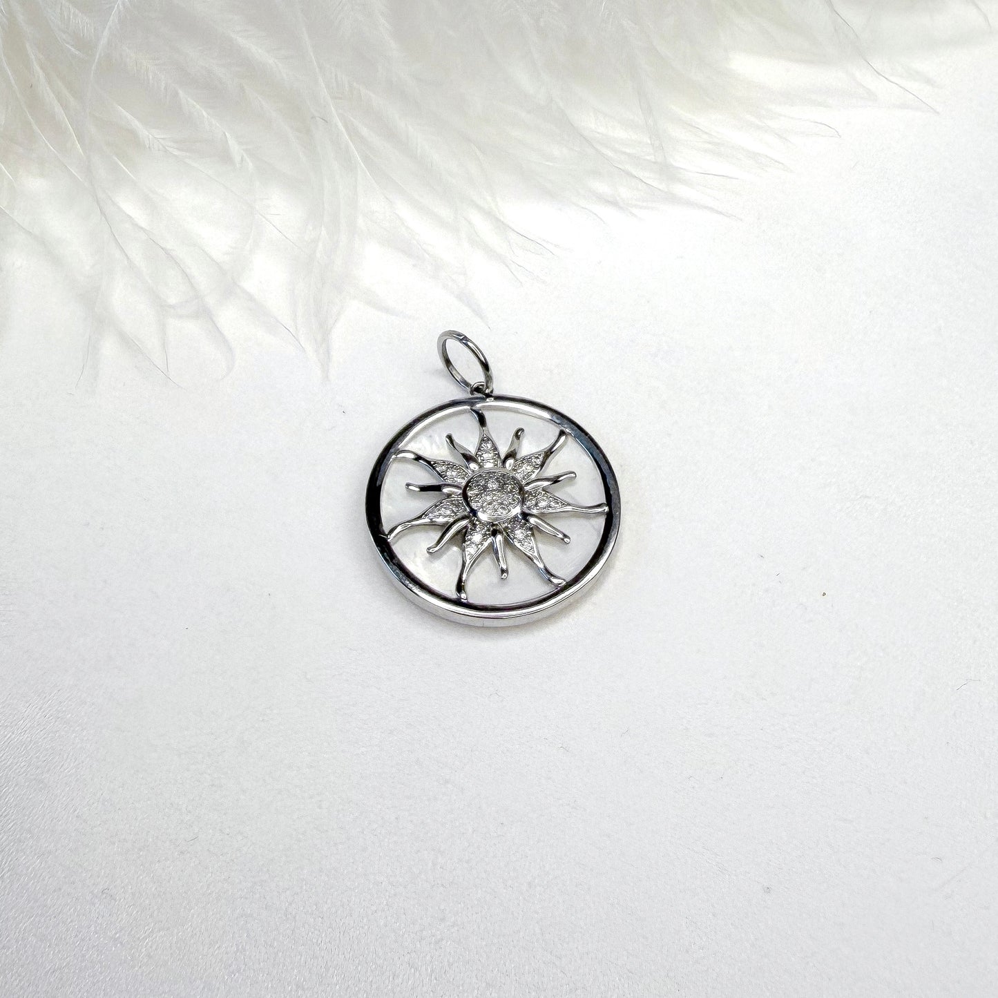 interchangeable sun charm rhodium plated necklace