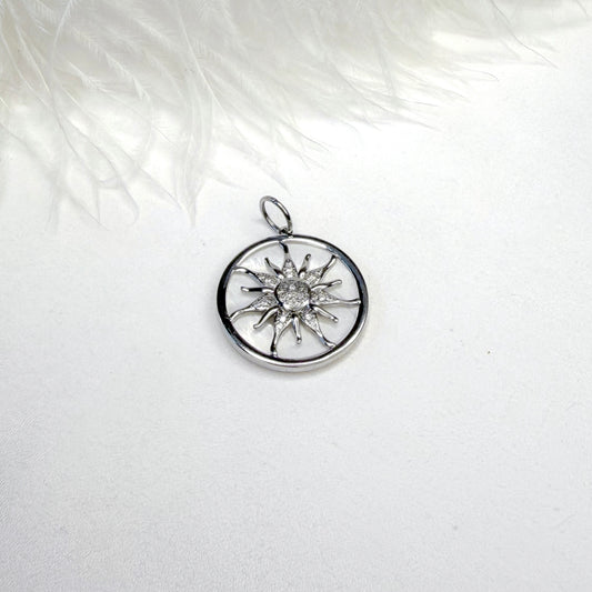 interchangeable sun charm rhodium plated necklace