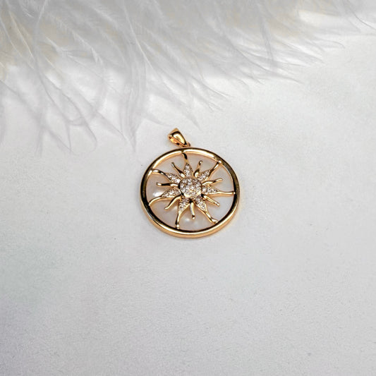 interchangeable mother of pearl sun charm for necklace