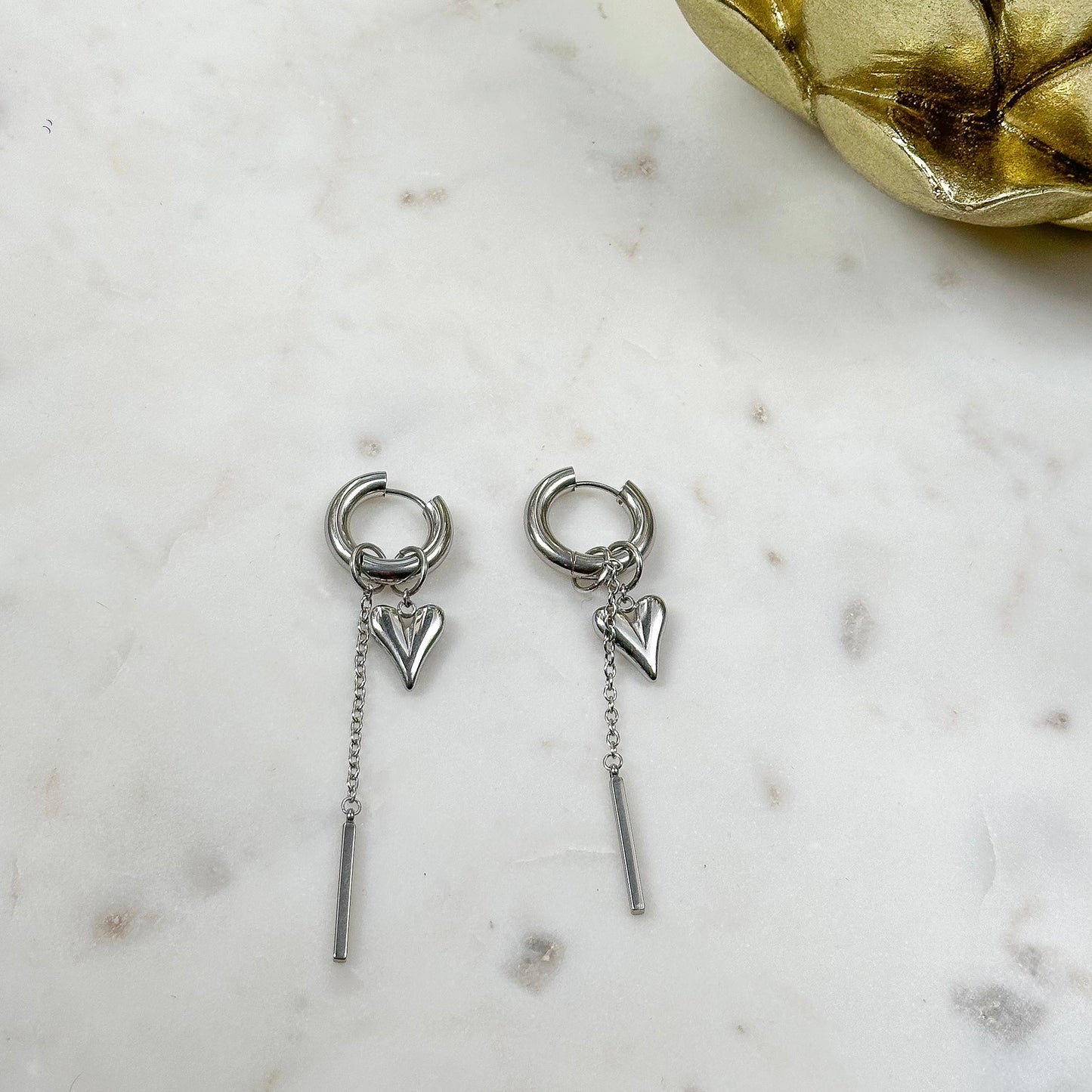 Asymmetric chains necklace with star (silver)