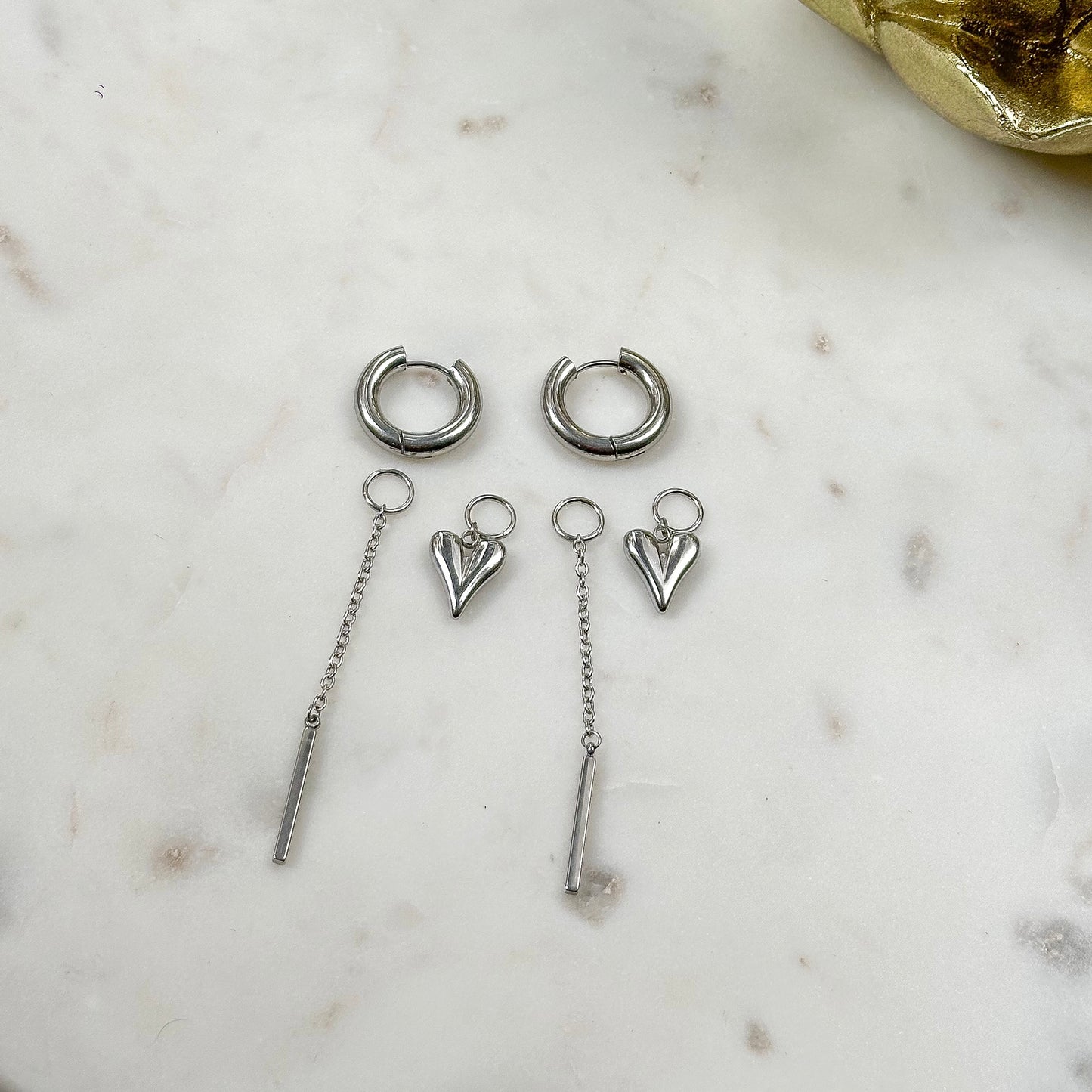 Asymmetric chains necklace with star (silver)