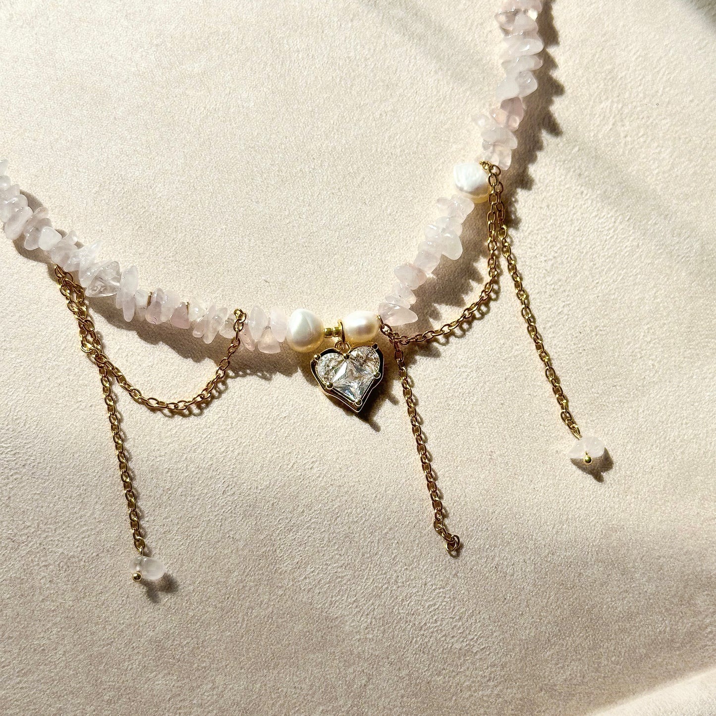 Rose quartz & pearls necklace
