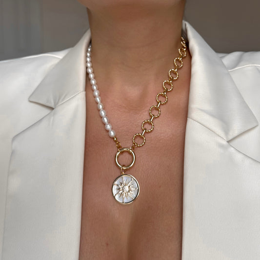 Necklace with front clasp + Sun interchangeable charm