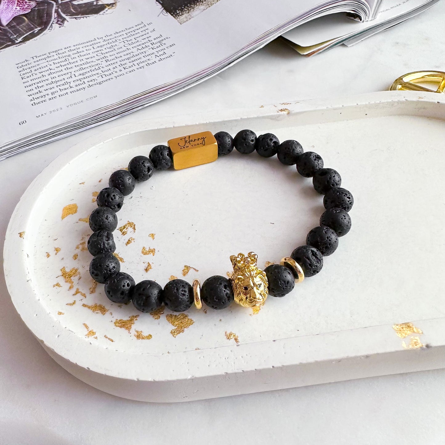 Men bracelet - Lava stone beads